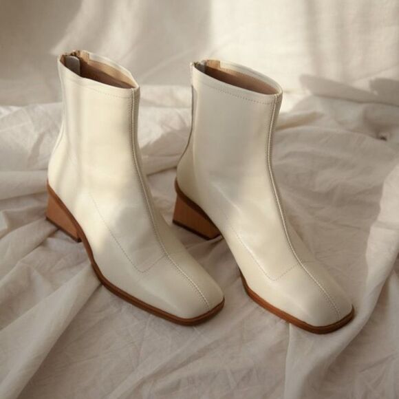 Paloma Wool Saturno Boot in Cream/White Wooden Block Heel Size 37 - Picture 1 of 13